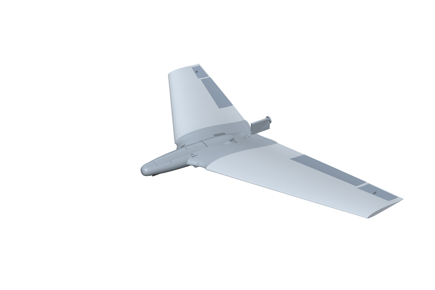 Rendered flying-wing UAV CAD assembly